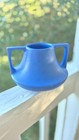 Vintage 1930 s Haeger Eve Vase Pottery Matte Blue Double Handle Blue 8 5 w