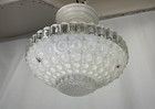 Vtg Art Deco Semi Flush Mount Glass Ceiling Light White 1920s 1930 1940 1950 Mcm