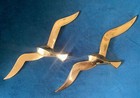 Vintage Mid Century Mcm Brass Seagulls Wall Decoration Set Of 2