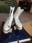 Vintage Chicago Roller Skates Womens White Leather Wood Wheels Antique W  Case