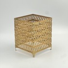 Vintage Brass Filigree Tissue Box Cover Ornate Hollywood Regency Vanity Read