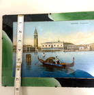 Antique Rare 1920 Art Reverse Painted Glass Frame Venice Italy Panorama Gondola 