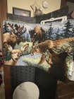 Vintage Finished Completed Latch Hook Rug Outdoor 27   x41  Wall Hanging Awesome