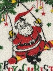 Vtg Christmas Hand Towel Cannon Santa Candy Cane Swing Kitsch Mcm