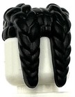 Lego New Black Minifigure Hair Coiled With 2 Cornrow Pigtails Part