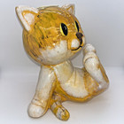 Vintage Large Ceramic Orange Cat Coin Bank Hand Painted Retro