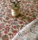 Antique Floral Smaller Scale Paisley Cotton Fabric   Pink Gray Brown  doll Quilt