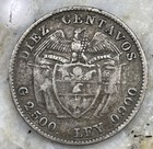 1911 Colombia 10 Diez Centavos Silver Coin