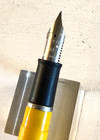 One Yellow Sheaffer Cartridge Fountain Pen  Flat Ends Medium Nib   Works Great 