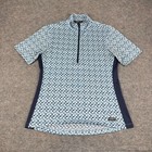 Kerrits Aire Ice Fil Riding Shirt 1 4 Zip Horseshoe Print Blue Womens Small S  
