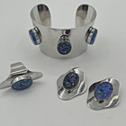 Vintage 70   s Sarah Coventry Confetti Lucite Jewelry Set Bracelet Earrings Ring