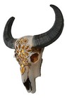 Southwest Tooled Lace Horned Steer Bull Cow Aged Bone Skull Led Light Wall Decor