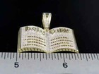 Holly Bible Book Cross Pendant Religious Simulated Diamond 14k Yellow Gold Over