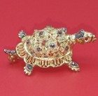 Vintage Gold Wash Germany Sterling Silver Turtle Brooch Pin Filigree Marcasite
