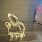 Pegasus Winged Horse Pewter Figurine Silver Tone Base W  Crystal Ball Fantasy
