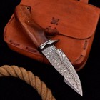 Forged Knives   Hand Made Damascus Fixed Blade Hunting Knife Leather Sheath