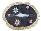 Vintage Dance Yoke Collar Floral Pink Red Yellow  Blue  Beaded On Black Velvet