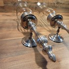 Vtg Solid Brass Wall Sconce Candle Holders Hurricane Glass Excellent Condition