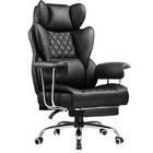 Big   Tall Ergonomic Office Chair - High Back Leather Gaming Chair W  Footrest  