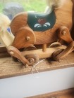 Vintage Wooden Hobby Horse Pull Toy Moving Legs Hand Painted Cottage 