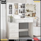 Vanity Dressing Table Jewelry Makeup Set Dreser Desk W mirror   6 Drawer White