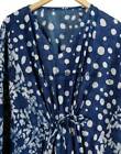 Anokhi vintage Indian Block Print Cotton Kaftan Long Maxi Dress Indigo Caftan