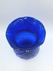 1930s Louie Glass Art Deco Cobalt Blue Ribs   Dots Patterned Vase 10 