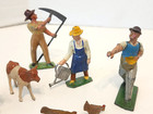 Vintage Lead Toy Figures Depose France   Lot Of 28 Peasants Farmers Animals Misc