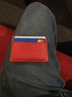Coach Spider-man Logo Leather Card Wallet Credit Card Holder Red Blue