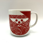 Vtg Japan Retro Op Art Face With Beard Red White Coffee Cup Porcelain 8 Oz
