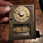 Antique Corbin Usps Post Office Mail Box Door Point Dial W Hinge  strike  Plate