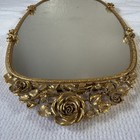 Vintage Ornate Gold Mirror Vanity Tray Or Wall Hanging Gilded Signed Numbered