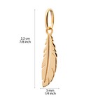 14k Solid Yellow Gold Feather Charm Small Delicate Designer Pendant Fine Jewelry