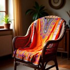 African Dashiki Kaftan Dress L xl Orange Multicolor Tribal Print Boho Ethnic Wea