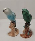 Vtg Porcelain Parakeet Bird Figurine Pair  3 75  Blue And Green