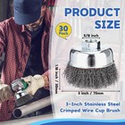 30 Pack 3 Inch Coarse Crimped Wire Cup Brush For Angle Grinder  5 8 -11 Threaded