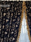 European Flannel Black Embroidery Luxury Livingroom Jacquard Curtain Tulle M1942