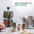 12-jar Spice Rack Set     Revolving Glass Tower With Metal Carousel - New