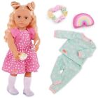 Our Generation Gillian 18  Doll With Pink Dress   Rainbow Pajama Outfit