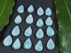 10x14mm Blue Larimar Natural Cabochon Pear Loose Gemstone Lot 17pcs 101cts  P512