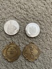 Two Silver Golfer Coins And Two Bronze Replicas Of 1904 Medals