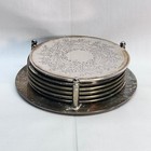 Vtg Ornate Six  6  Pc Silverplate Coaster Set 3 top Diax3 5 base Diax1 5   read 