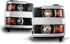 Pair Headlights Chrome Fit 2015-2019 Chevy Silverado 2500 Hd 3500 Hd Front Lamp