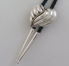 Relief Heart Shaped Ribbed Sterling Silver Southwestern Bolo Tie
