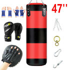47   Heavy Boxing Punching Bag Training Gloves Kicking Mma Workout W hook Chain