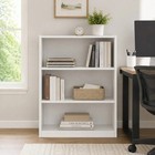 3 Tier Bookcase With Adjustable Shelves  White Bookshelf Storage Organizer
