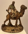 Antique Cast Iron Hubley Saudi Arab Sheik On Camel W  Rifle Art Statue Bookends