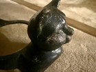 Cast Iron Vintage Cat Bowl Feeder Water Stand 16    Black Americana   A  