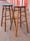 Vintage Bar Stools Solid Oak Set Of 2