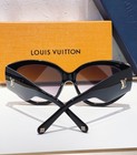 Louis Vuitton Square Sunglasses Black Purple Lens Gold Logo Designer Eyewear